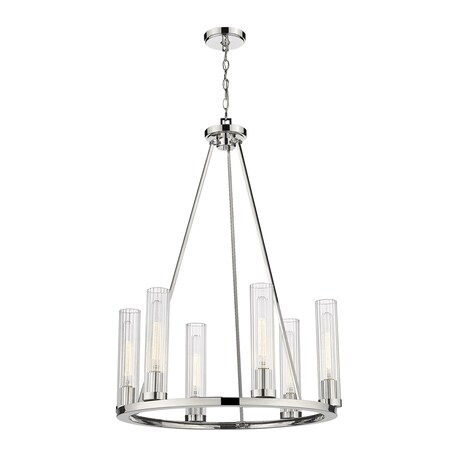 Z-Lite Beau 6 Light Chandelier, Polished Nickel & Clear 3031-6PN
